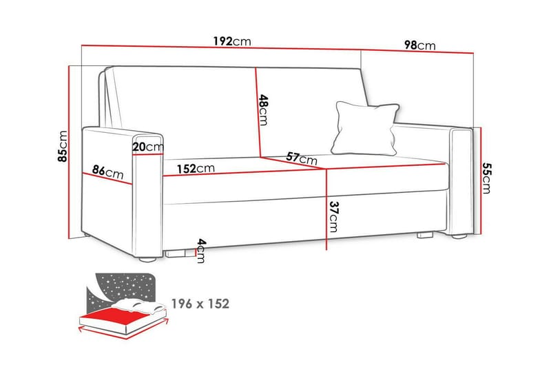 Denegal 2-sits liten bäddsoffa i Manchester - Gul - Möbler - Soffa - Bäddsoffa - 2 sits bäddsoffa