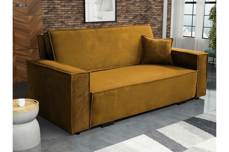 Denegal 2-sits liten bäddsoffa i Manchester - Gul - Möbler - Soffa - Bäddsoffa - 2 sits bäddsoffa