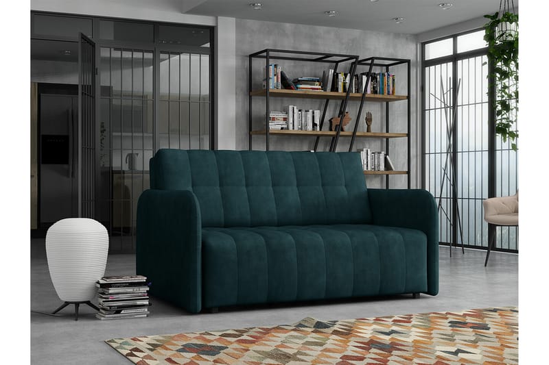 Denegal 2-sits liten bäddsoffa i Mocka - Blå , Grön - Möbler - Soffa - Bäddsoffa - 2 sits bäddsoffa