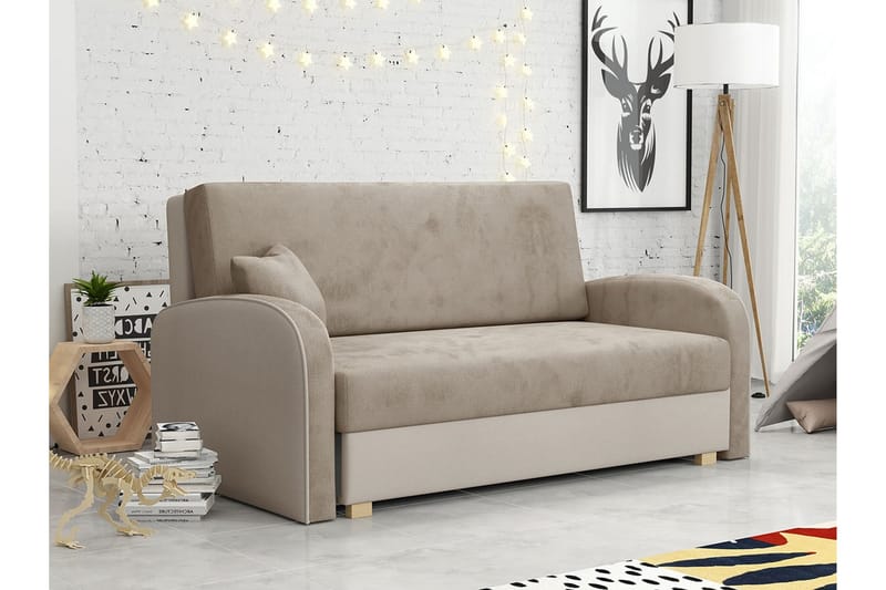 Denegal 2-sits liten bäddsoffa i Sammet - Beige - Möbler - Soffa - Bäddsoffa - 2 sits bäddsoffa