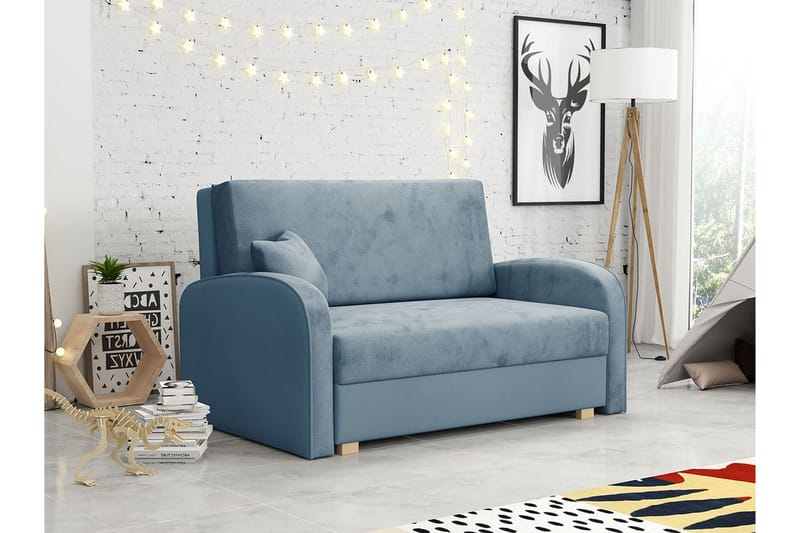 Denegal 2-sits liten bäddsoffa i Sammet - Blå - Möbler - Soffa - Bäddsoffa - 2 sits bäddsoffa