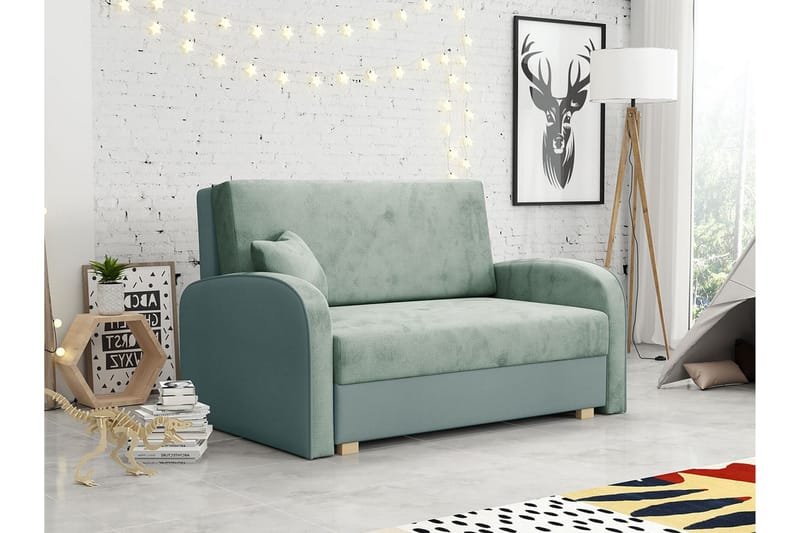 Denegal 2-sits liten bäddsoffa i Sammet - Grå , Grön - Möbler - Soffa - Bäddsoffa - 2 sits bäddsoffa