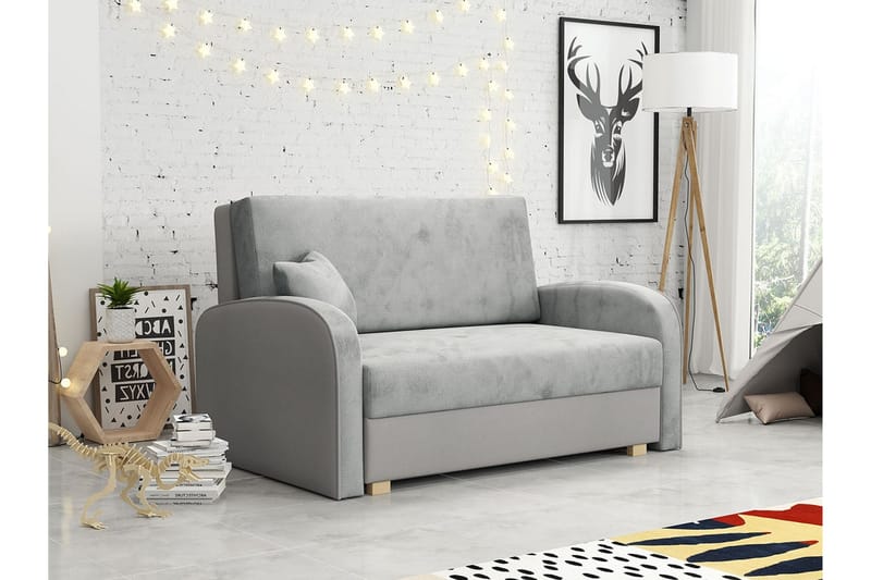 Denegal 2-sits liten bäddsoffa i Sammet - Grå - Möbler - Soffa - Bäddsoffa - 2 sits bäddsoffa