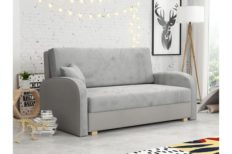 Denegal 2-sits liten bäddsoffa i Sammet - Grå - Möbler - Soffa - Bäddsoffa - 2 sits bäddsoffa