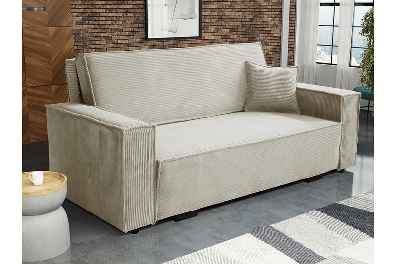Denegal 2-sits liten bäddsoffa i Tyg - Beige - Möbler - Soffa - Bäddsoffa - 2 sits bäddsoffa