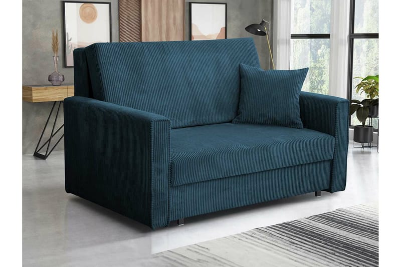 Denegal 2-sits liten bäddsoffa i Tyg - Blå - Möbler - Soffa - Bäddsoffa - 2 sits bäddsoffa