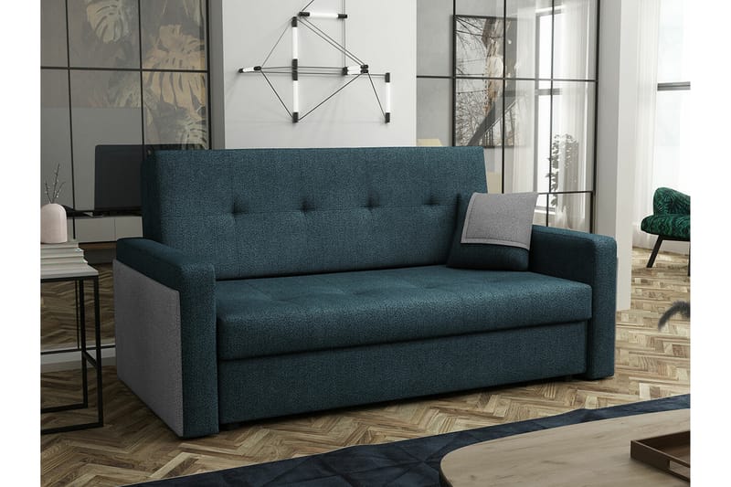 Denegal 2-sits liten bäddsoffa i Tyg - Blå - Möbler - Soffa - Bäddsoffa - 2 sits bäddsoffa