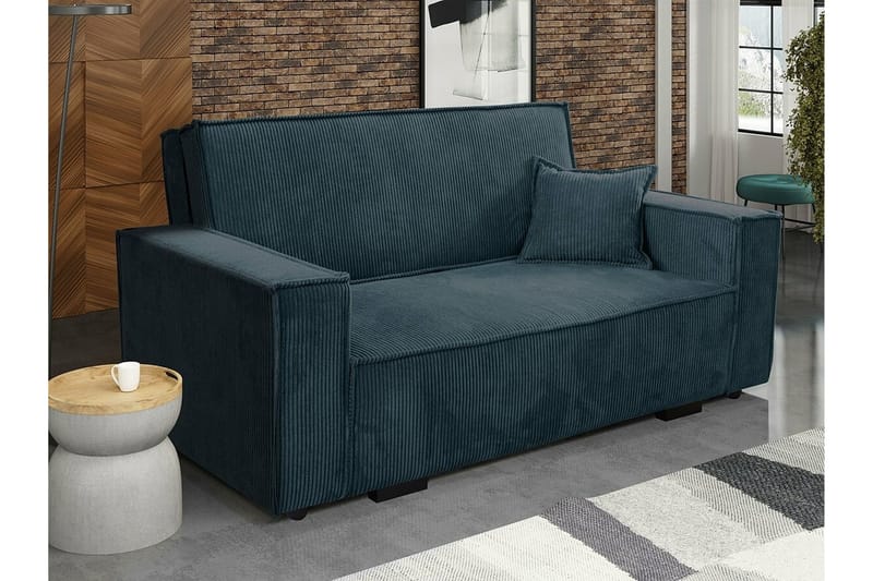 Denegal 2-sits liten bäddsoffa i Tyg - Blå - Möbler - Soffa - Bäddsoffa - 2 sits bäddsoffa