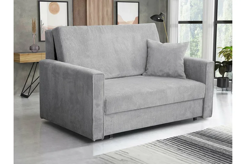 Denegal 2-sits liten bäddsoffa i Tyg - Grå - Möbler - Soffa - Bäddsoffa - 2 sits bäddsoffa