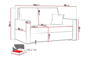 Denegal 2-sits liten bäddsoffa i Tyg - Grå - Möbler - Soffa - Bäddsoffa - 2 sits bäddsoffa