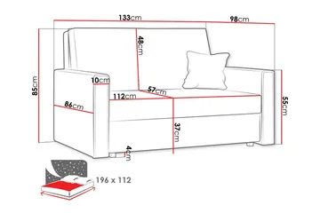 Denegal 2-sits liten bäddsoffa i Tyg - Grå - Möbler - Soffa - Bäddsoffa - 2 sits bäddsoffa