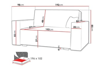Denegal 2-sits liten bäddsoffa i Tyg - Grå - Möbler - Soffa - Bäddsoffa - 2 sits bäddsoffa
