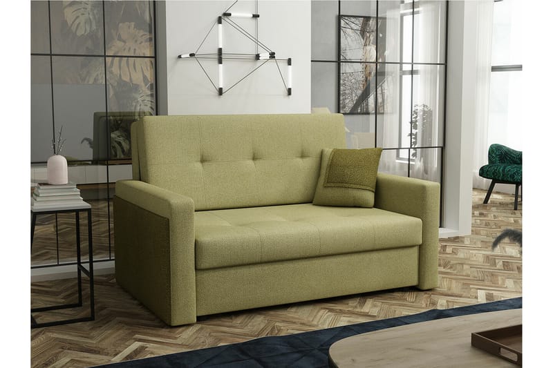Denegal 2-sits liten bäddsoffa i Tyg - Grön - Möbler - Soffa - Bäddsoffa - 2 sits bäddsoffa