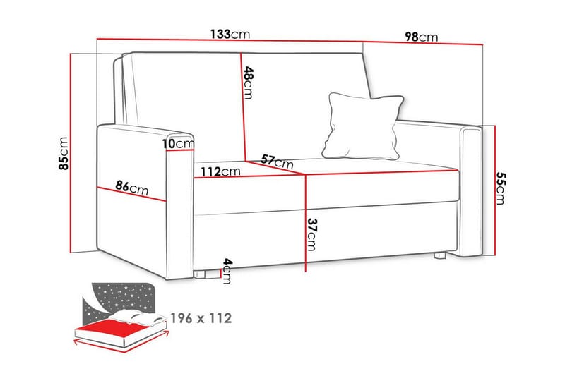 Denegal 2-sits liten bäddsoffa i Tyg - Grön - Möbler - Soffa - Bäddsoffa - 2 sits bäddsoffa