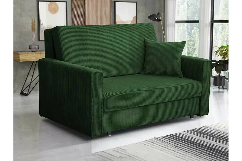 Denegal 2-sits liten bäddsoffa i Tyg - Grön - Möbler - Soffa - Bäddsoffa - 2 sits bäddsoffa