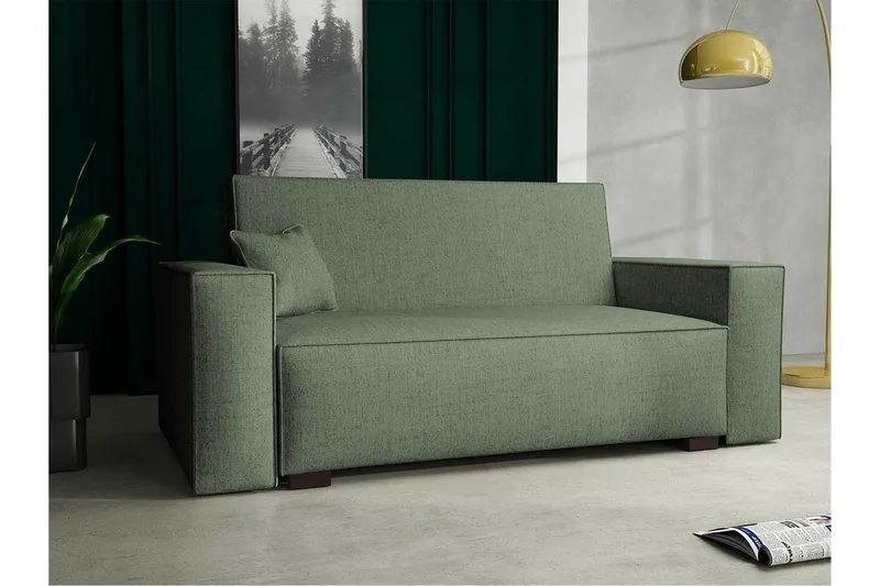 Denegal 2-sits liten bäddsoffa i Tyg - Grön - Möbler - Soffa - Bäddsoffa - 2 sits bäddsoffa