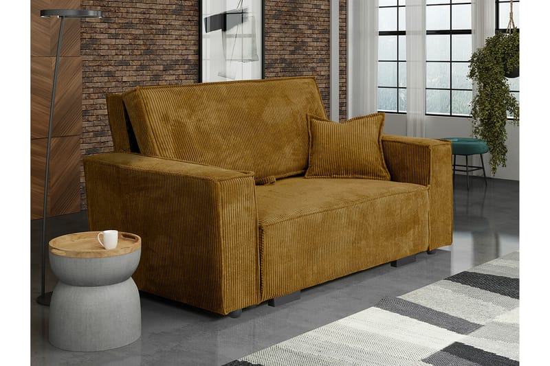 Denegal 2-sits liten bäddsoffa i Tyg - Gul - Möbler - Soffa - Bäddsoffa - 2 sits bäddsoffa