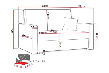 Denegal 2-sits liten bäddsoffa i Tyg - Gul - Möbler - Soffa - Bäddsoffa - 2 sits bäddsoffa