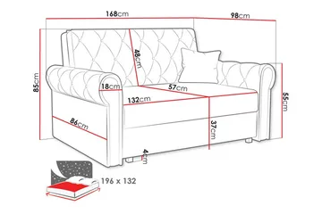 Denegal 2-sits liten bäddsoffa i Plysch - Blå - Möbler - Soffa - Bäddsoffa - 2 sits bäddsoffa