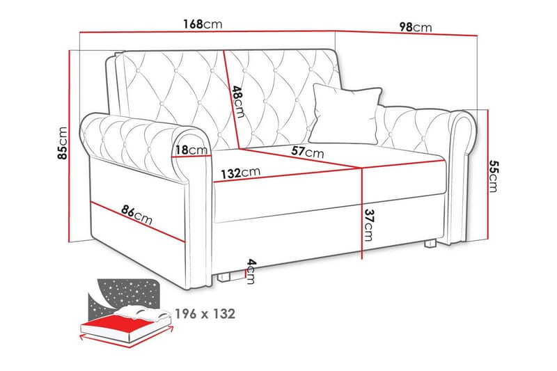 Denegal 2-sits liten bäddsoffa i Plysch - Blå - Möbler - Soffa - Bäddsoffa - 2 sits bäddsoffa