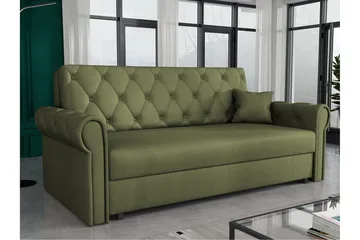 Denegal 2-sits liten bäddsoffa i Plysch - Grön - Möbler - Soffa - Bäddsoffa - 2 sits bäddsoffa