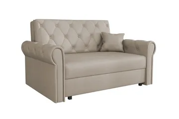 Denegal 2-sits liten bäddsoffa i Plysch - Beige - Möbler - Soffa - Bäddsoffa - 2 sits bäddsoffa