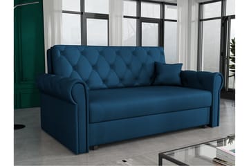 Denegal 2-sits liten bäddsoffa i Plysch - Blå - Möbler - Soffa - Bäddsoffa - 2 sits bäddsoffa