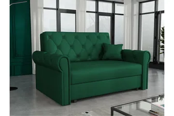 Denegal 2-sits liten bäddsoffa i Plysch - Grön - Möbler - Soffa - Bäddsoffa - 2 sits bäddsoffa