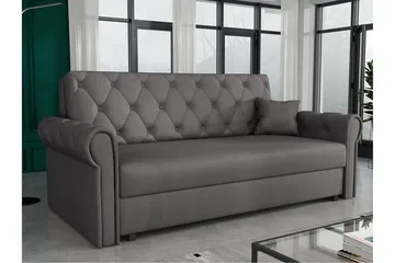 Denegal 2-sits liten bäddsoffa i Plysch - Grå - Möbler - Soffa - Bäddsoffa - 2 sits bäddsoffa