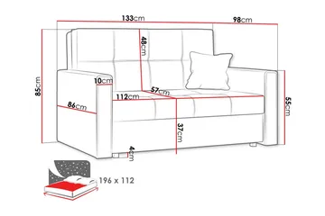 Denegal 2-sits liten bäddsoffa i Plysch - Gul - Möbler - Soffa - Bäddsoffa - 2 sits bäddsoffa