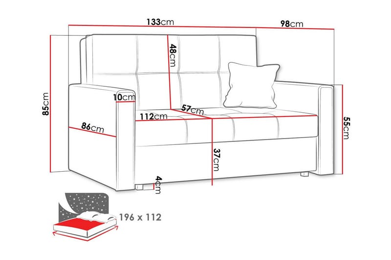 Denegal 2-sits liten bäddsoffa i Plysch - Gul - Möbler - Soffa - Bäddsoffa - 2 sits bäddsoffa