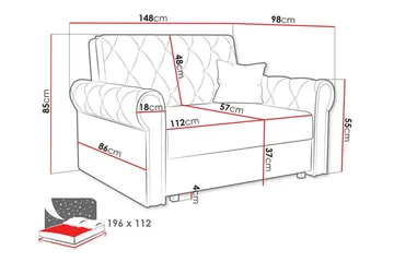 Denegal 2-sits liten bäddsoffa i Plysch - Blå - Möbler - Soffa - Bäddsoffa - 2 sits bäddsoffa