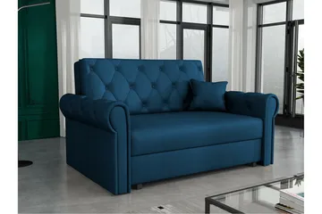 Denegal 2-sits liten bäddsoffa i Plysch - Blå - Möbler - Soffa - Bäddsoffa - 2 sits bäddsoffa