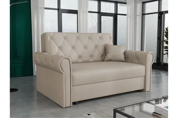 Denegal 2-sits liten bäddsoffa i Plysch - Beige - Möbler - Soffa - Bäddsoffa - 2 sits bäddsoffa