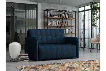 Denegal 2-sits liten bäddsoffa i Plysch - Blå - Möbler - Soffa - Bäddsoffa - 2 sits bäddsoffa