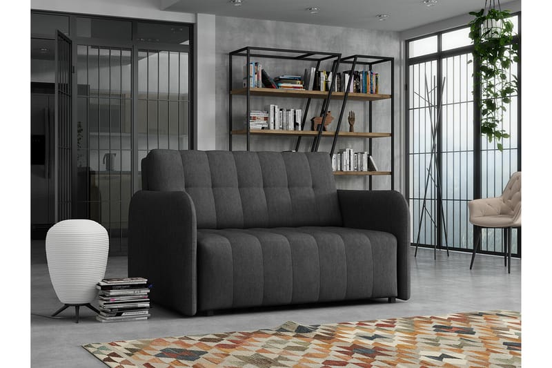 Denegal 2-sits liten bäddsoffa i Plysch - Grå - Möbler - Soffa - Bäddsoffa - 2 sits bäddsoffa
