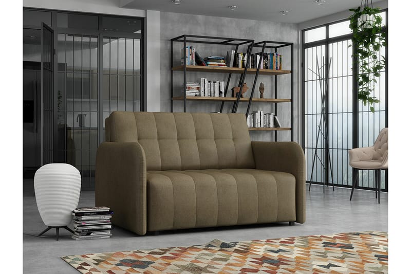 Denegal 2-sits liten bäddsoffa i Plysch - Brun - Möbler - Soffa - Bäddsoffa - 2 sits bäddsoffa
