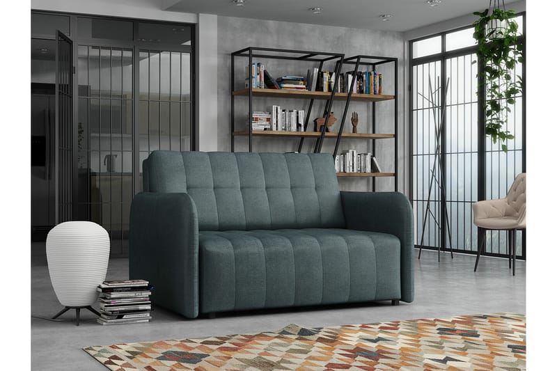 Denegal 2-sits liten bäddsoffa i Plysch - Grå - Möbler - Soffa - Bäddsoffa - 2 sits bäddsoffa