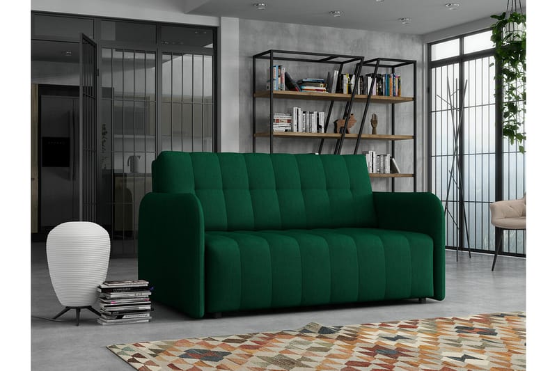 Denegal 2-sits liten bäddsoffa i Plysch - Grön - Möbler - Soffa - Bäddsoffa - 2 sits bäddsoffa