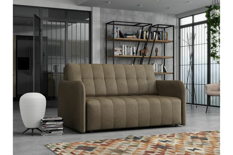 Denegal 2-sits liten bäddsoffa i Plysch - Brun - Möbler - Soffa - Bäddsoffa - 2 sits bäddsoffa