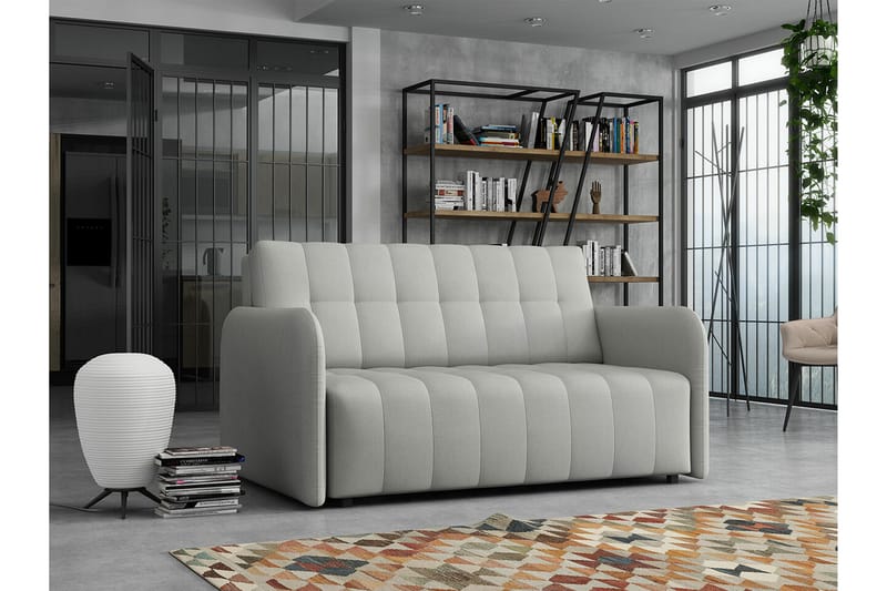 Denegal 2-sits liten bäddsoffa i Plysch - Grå - Möbler - Soffa - Bäddsoffa - 2 sits bäddsoffa