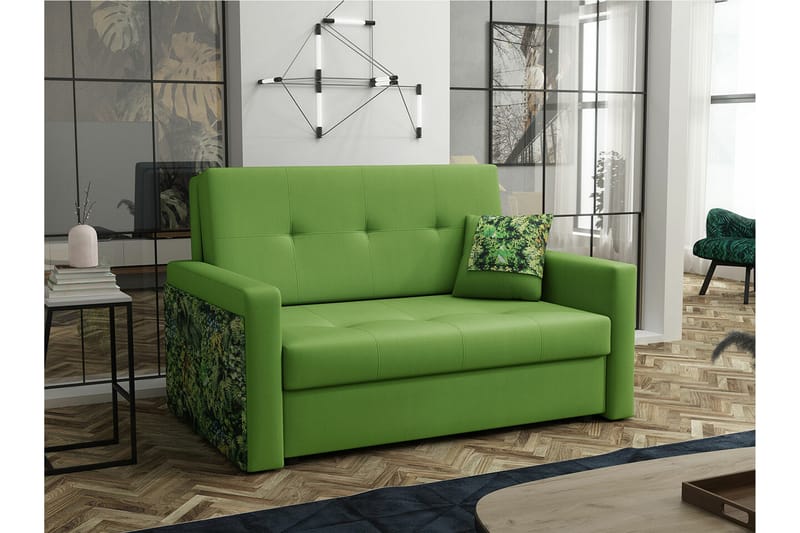 Denegal 2-sits liten bäddsoffa i Plysch - Grön - Möbler - Soffa - Bäddsoffa - 2 sits bäddsoffa