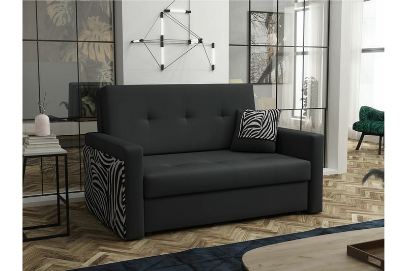 Denegal 2-sits liten bäddsoffa i Plysch - Grå - Möbler - Soffa - Bäddsoffa - 2 sits bäddsoffa