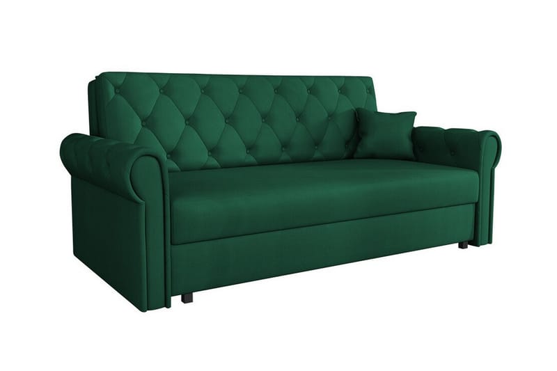 Denegal 2-sits liten bäddsoffa i Plysch, Grön