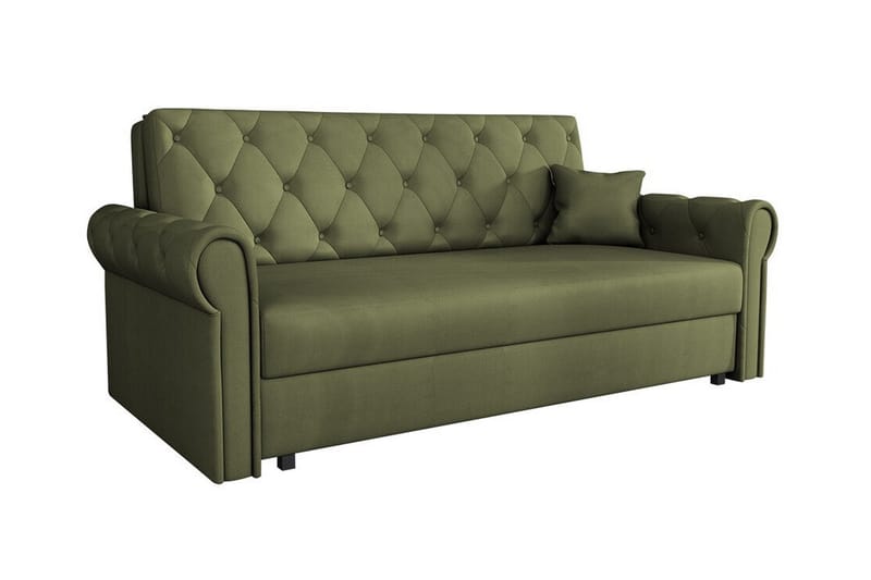 Denegal 2-sits liten bäddsoffa i Plysch, Grön