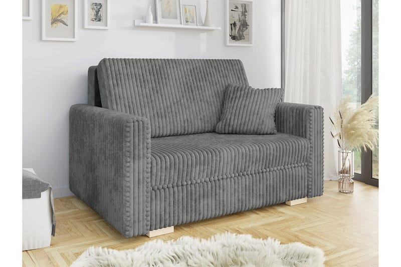 Denegal 2-sits liten bäddsoffa i Plysch - Grå - Möbler - Soffa - Bäddsoffa - 2 sits bäddsoffa