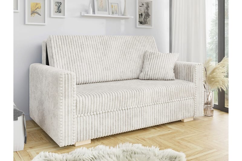 Denegal 2-sits liten bäddsoffa i Plysch - Beige - Möbler - Soffa - Bäddsoffa - 2 sits bäddsoffa