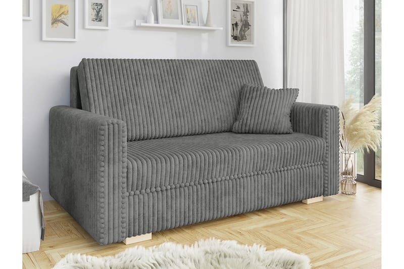 Denegal 2-sits liten bäddsoffa i Plysch - Grå - Möbler - Soffa - Bäddsoffa - 2 sits bäddsoffa