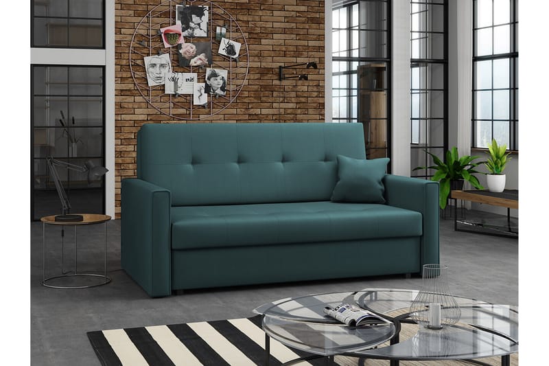 Denegal 2-sits liten bäddsoffa i Plysch - Grön - Möbler - Soffa - Bäddsoffa - 2 sits bäddsoffa