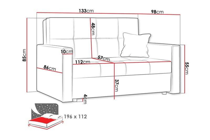 Denegal 2-sits liten bäddsoffa i Plysch - Beige - Möbler - Soffa - Bäddsoffa - 2 sits bäddsoffa